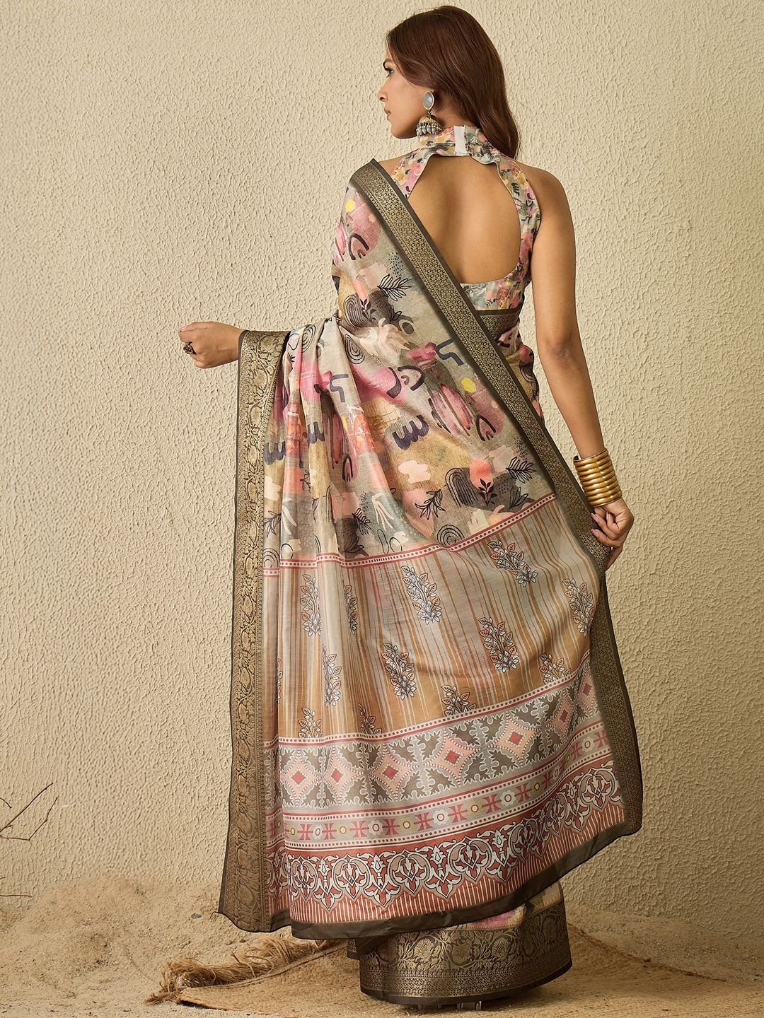 Saree mall Zari Organza Sungudi Sarees