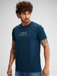 SPYKAR Men Typography Applique Slim Fit T-shirt