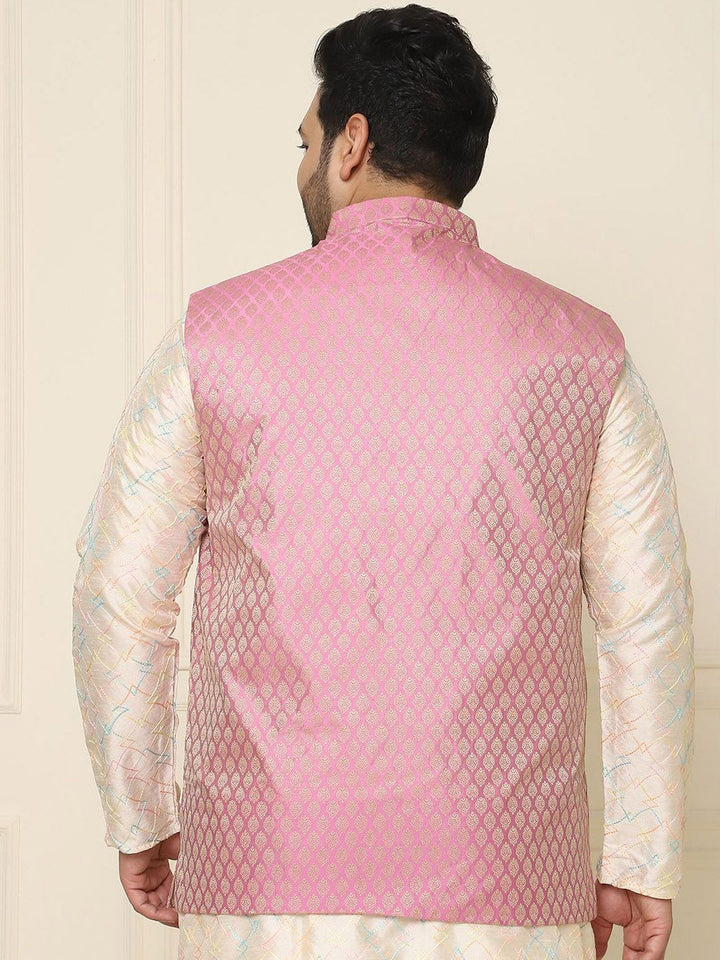 SOJANYA PLUS Men Plus Size Embroidered Mandarin Collar Nehru Jacket
