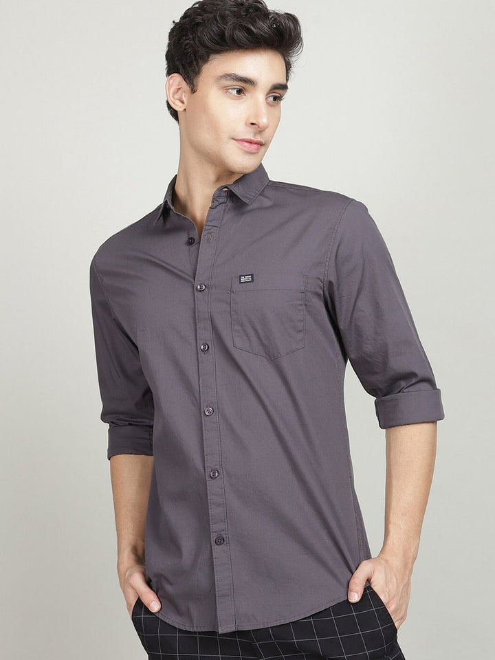 The Indian Garage Co Men Grey Comfort Regular Fit Cotton Casual Shirt