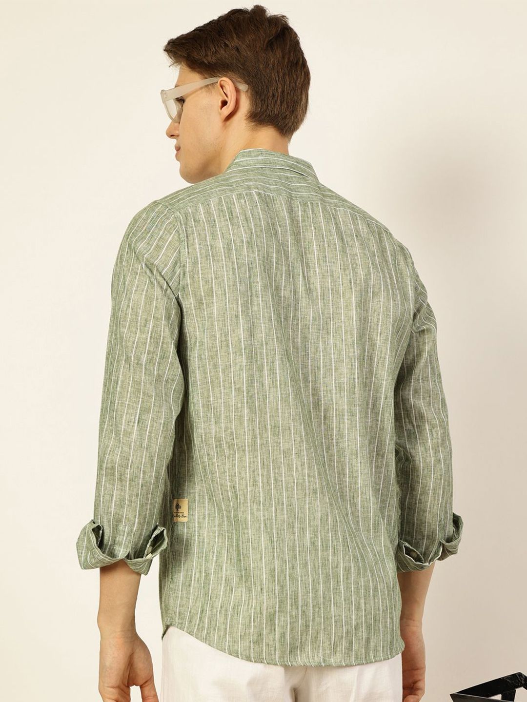 Thomas Scott Men Premium Vertical Striped Linen Slim Fit Casual Shirt