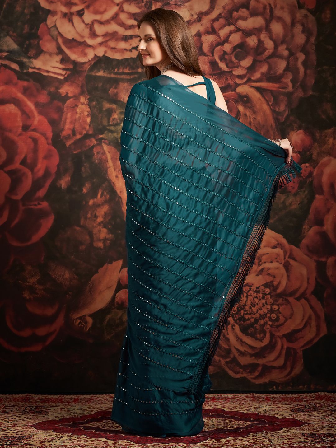 KALINI Embellished Mirror Work Saree