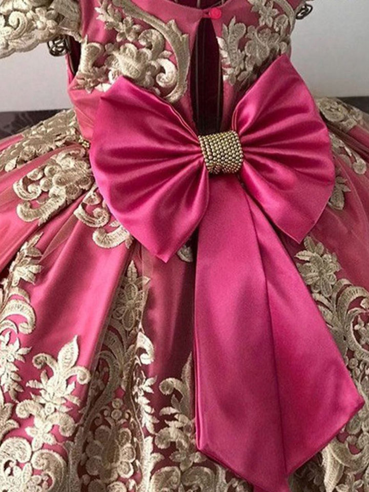 YK Girls Floral Embroidered Gown Dress