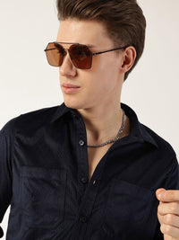 Thomas Scott Men Classic Spread Collar Textured Slim Fit Casual Shirt