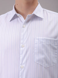 The Indian Garage Co. X Luxe Men Cutaway Collar Vertical Striped Slim Fit Formal Shirt