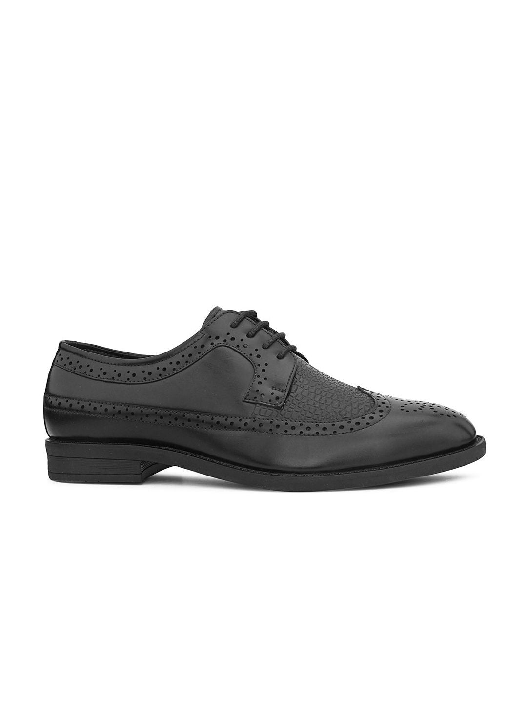 House of Pataudi Men Textured Formal Brogue
