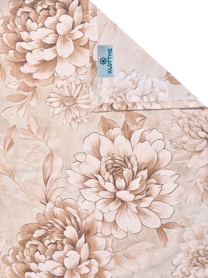 KLOTTHE Beige Floral  300 TC Super King Fine Bedsheets