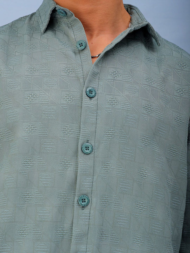The Indian Garage Co Men Relaxed Fit Dobby Textured Resortwear Shirt