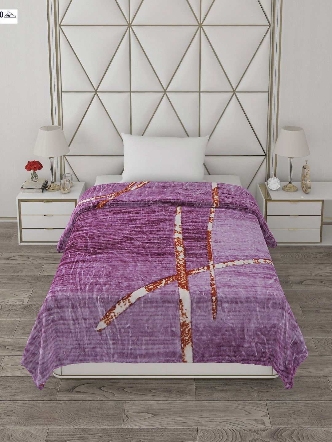 Monte Carlo Purple & Brown Abstract Printed Mild Winter 550 GSM Single Bed Blanket