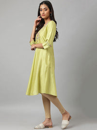 W Floral Embroidered Thread Work A-Line Kurta