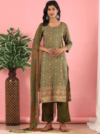 Kurta Lurus Kapas Tulen Bercetak Mamicha Bandhani dengan Palazzos & Dupatta