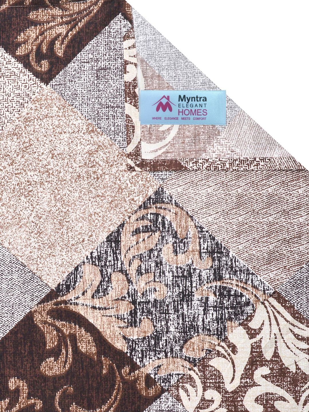 Myntra Elegant Homes Brown Geometric 300 TC King Double Bedsheet with 2 Pillow Covers