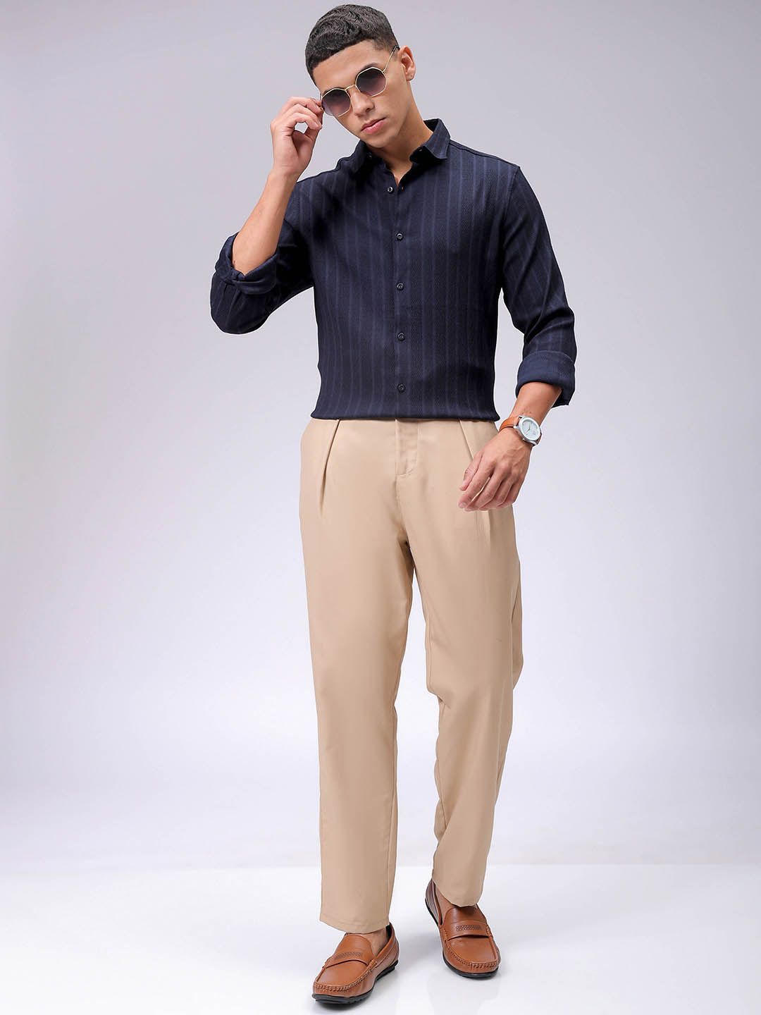 The Indian Garage Co Men Slim Fit Textured Jacquard Resortwear Shirt