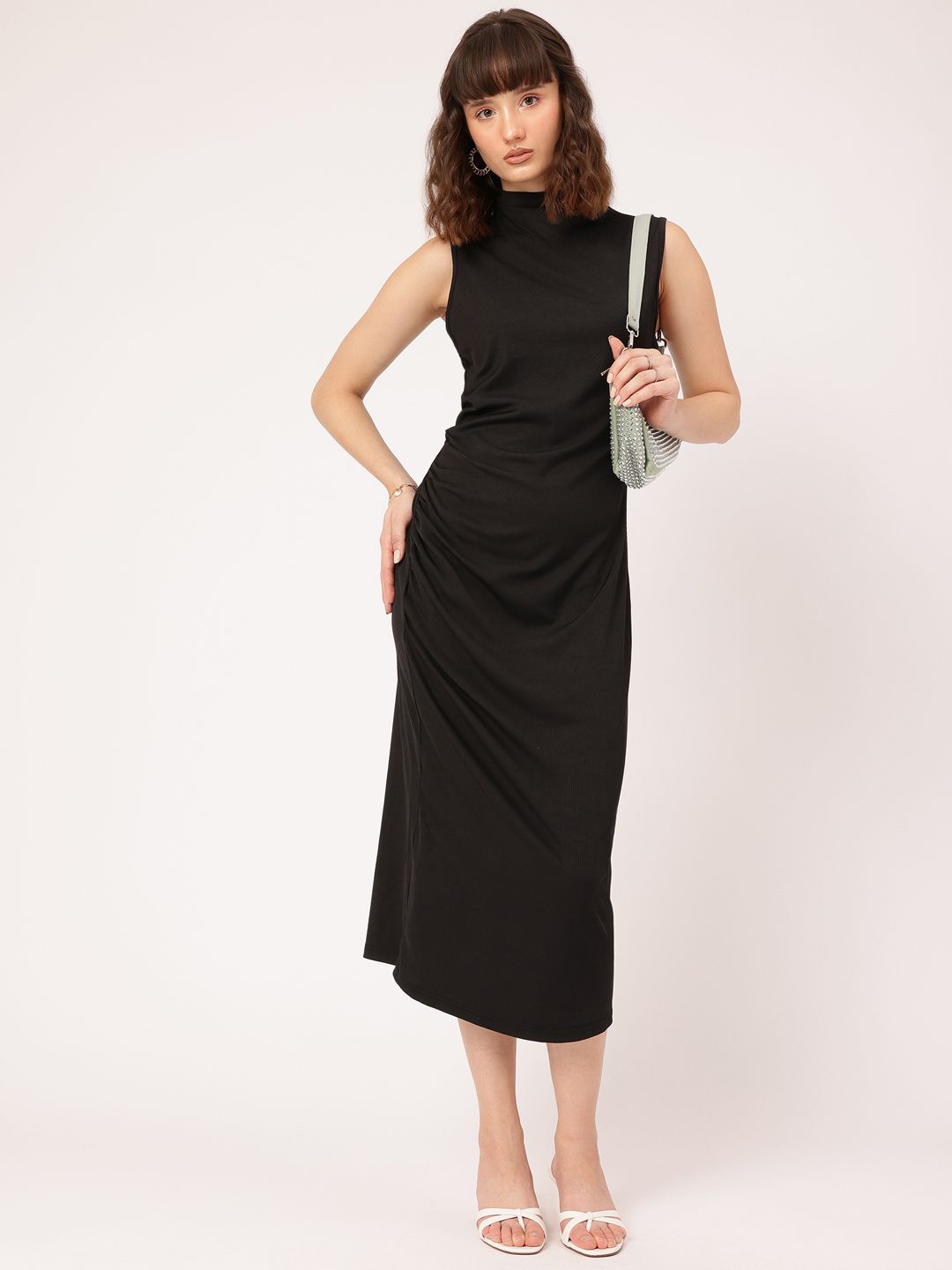 DressBerry Sweet & Sassy Sleeveless Ruched Bodycon Midi Dress