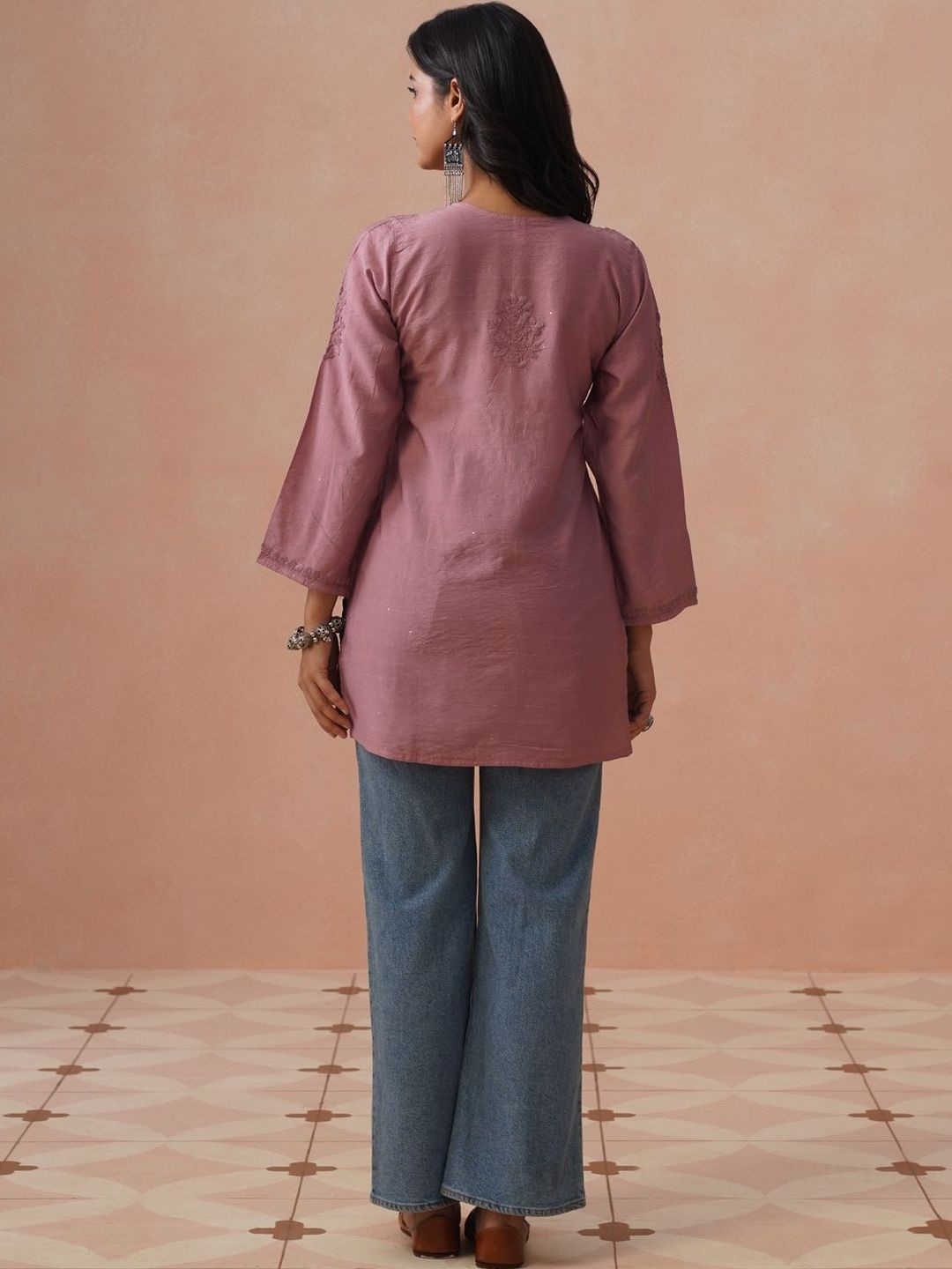 Rumah Wanita Chikankari Sulam Kurta Chikankari