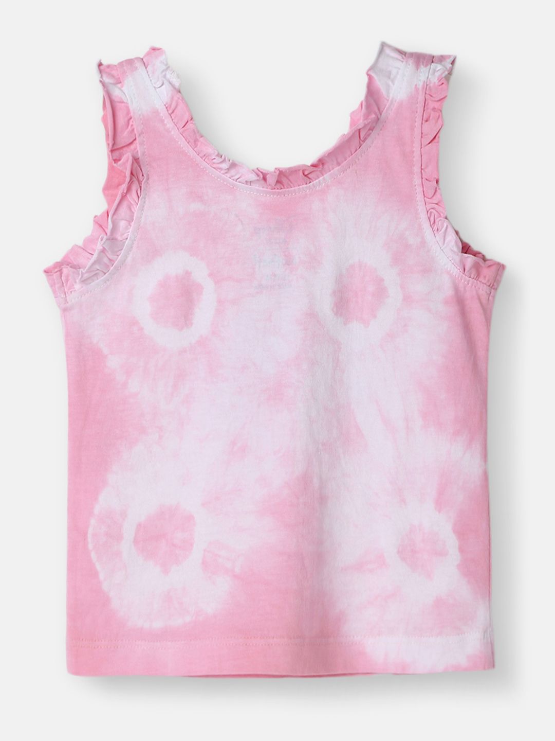 Nauti Nati Girls Dyed Round Neck Pure Cotton Top With Shorts