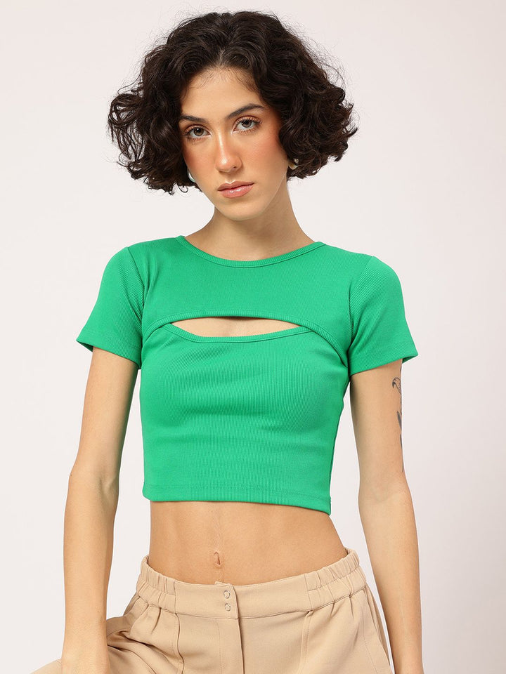 DressBerry Everyday Edge Cut-Out Ribbed Crop Top