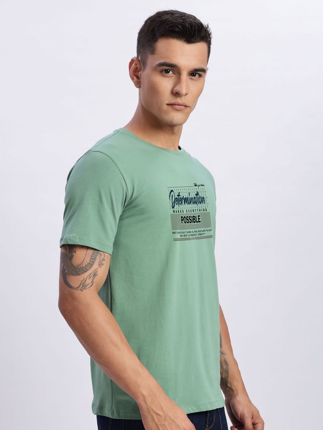 ADRO Men Typography Printed Round Neck Cotton T-shirt
