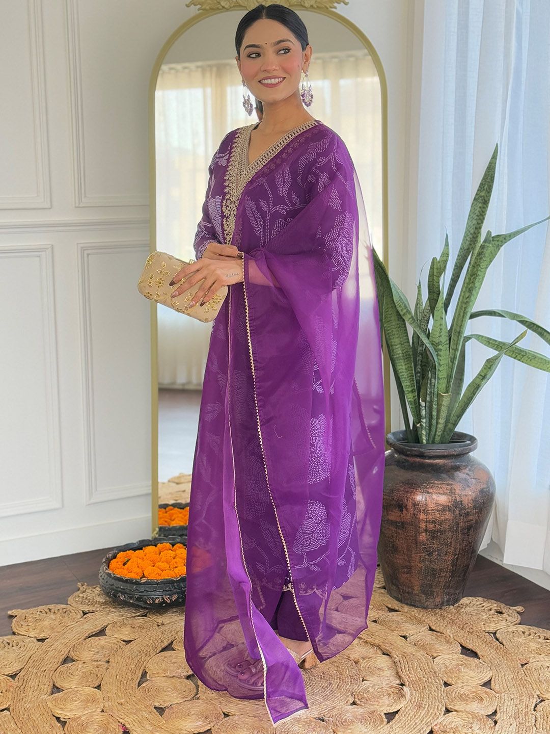KALINI Women Floral Embroidered Regular Kurta with Trousers & With Dupatta