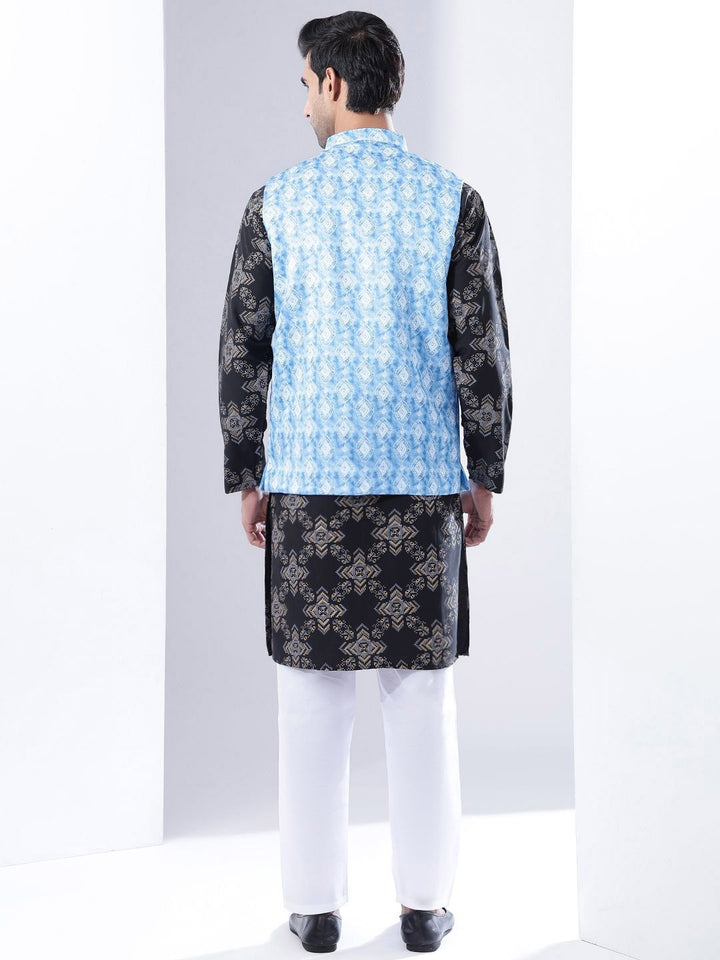 Anouk Men Printed Kurta with Pyjamas with Nehru Jacket