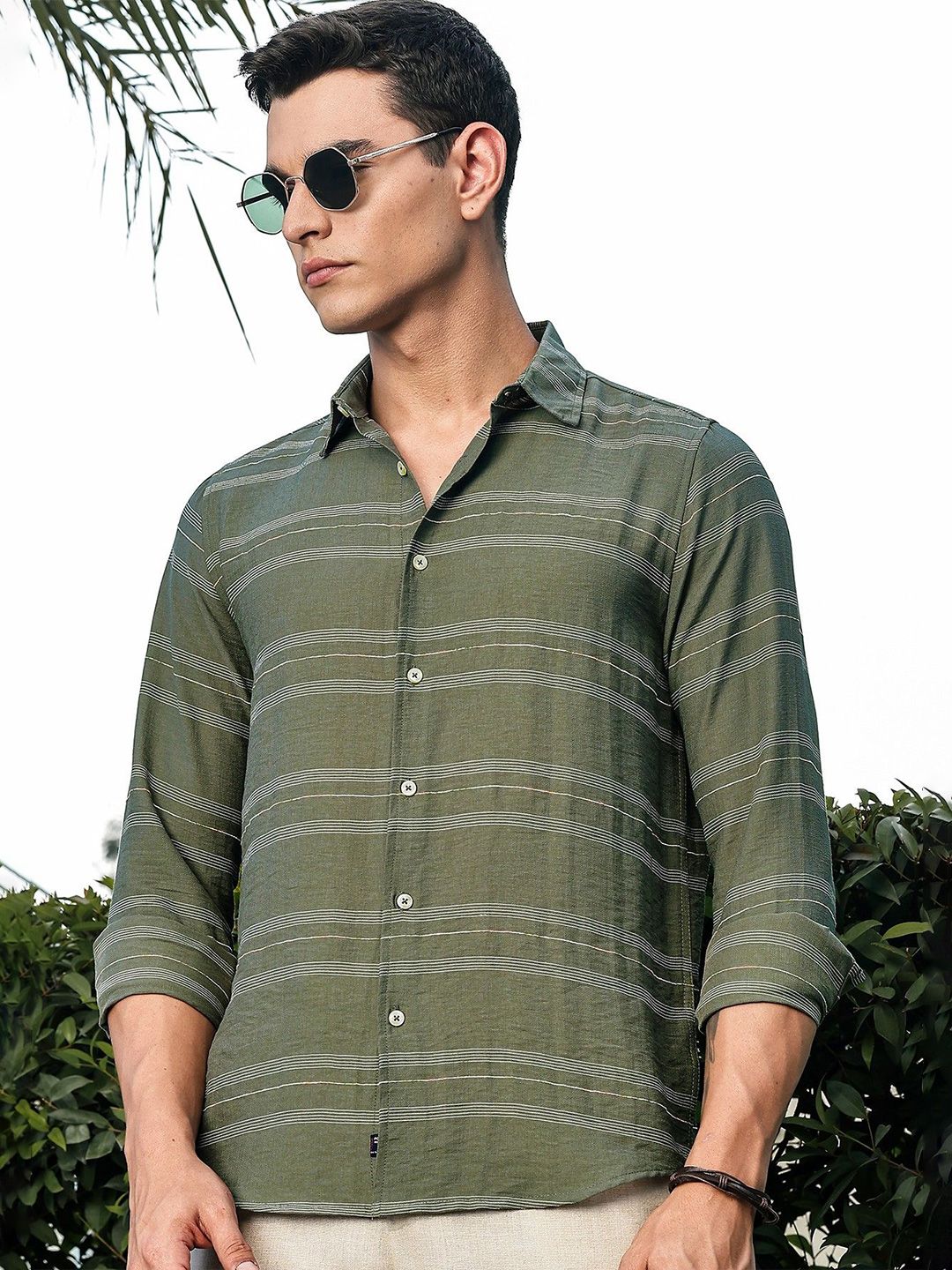 Thomas Scott Striped Spread Collar Long Sleeves Premium Slim Fit Shirt