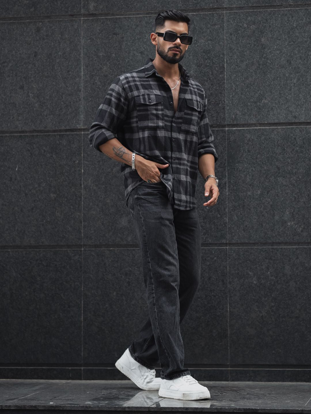 Powerlook Men Tartan Checks Opaque Checked Casual Shirt