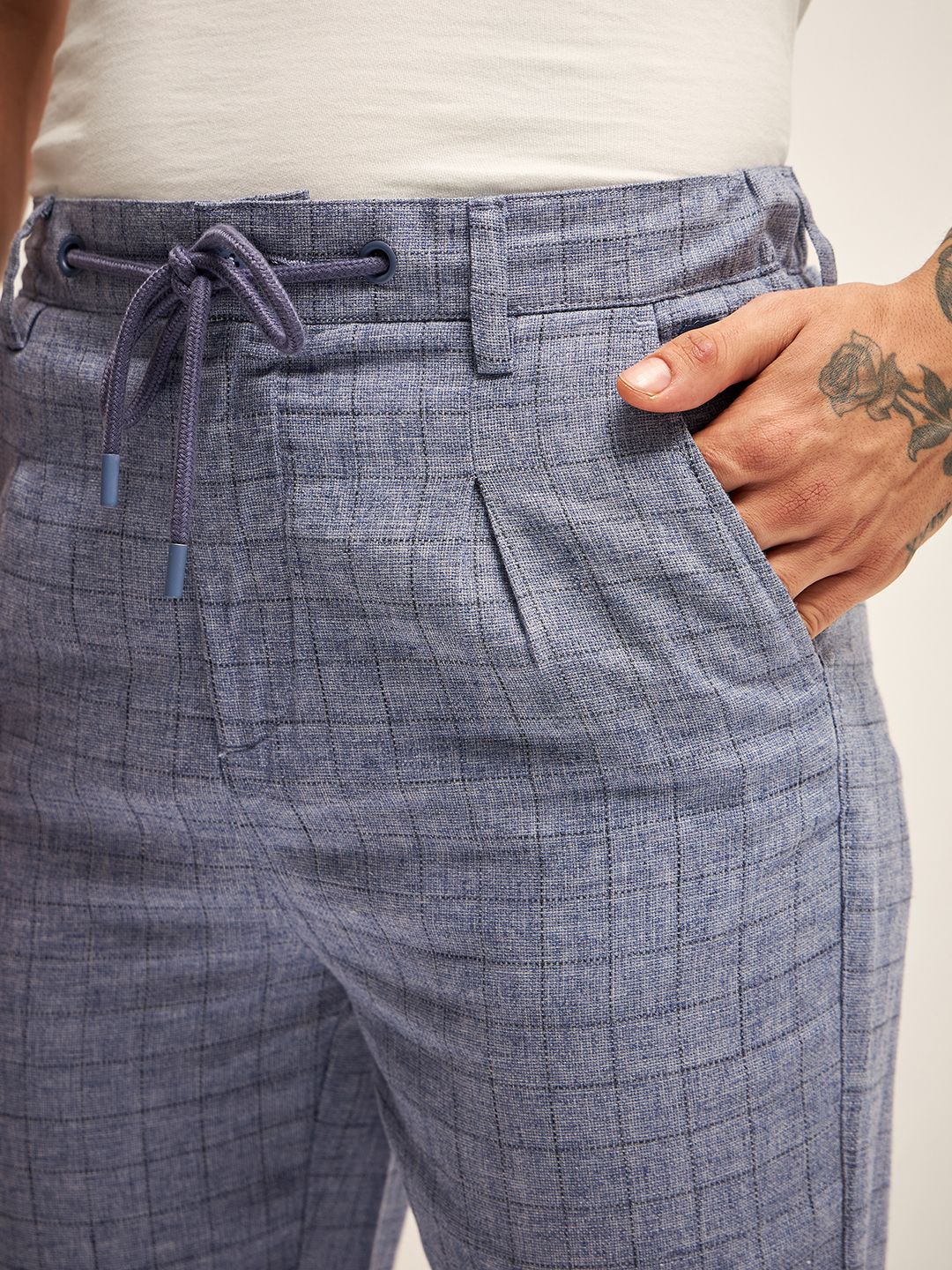 THE BEAR HOUSE Men Checked Regular Fit Trousers