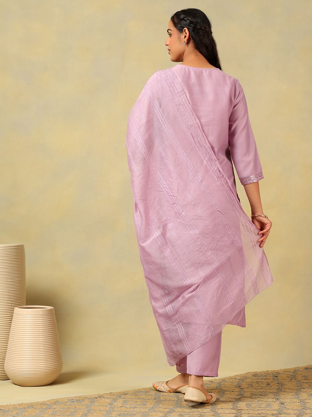 Mamicha Women Printed Pure Cotton Kurta with Trousers & With Dupatta