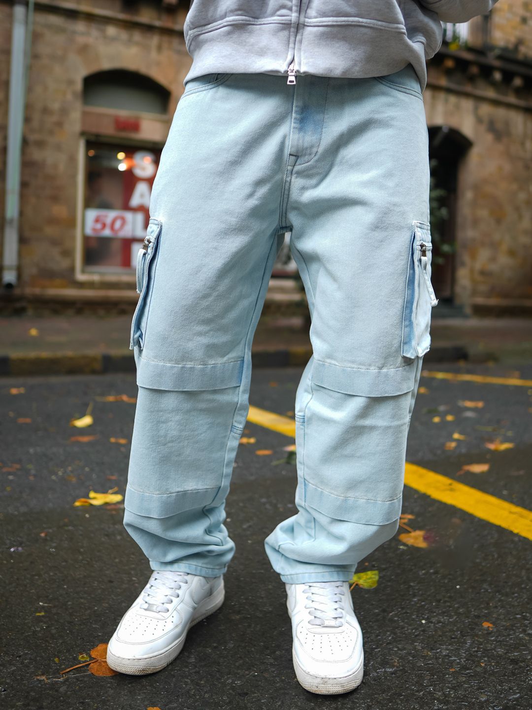 Powerlook Men Loose Fit Cotton Cargos Trousers