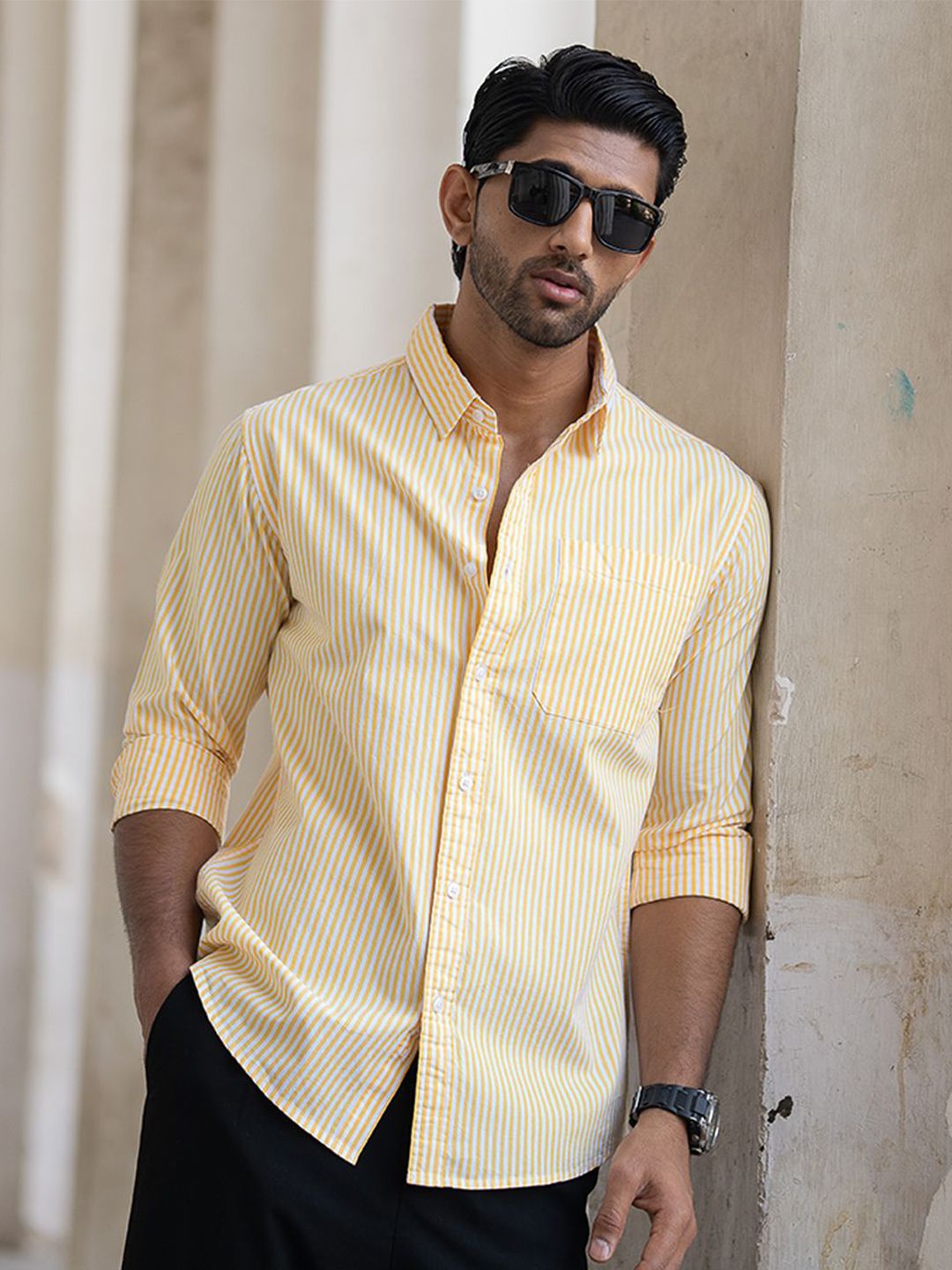 Powerlook Men Opaque Striped Casual Shirt