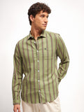 THE BEAR HOUSE Men Slim Fit Tartan Checks Opaque Striped Casual Shirt