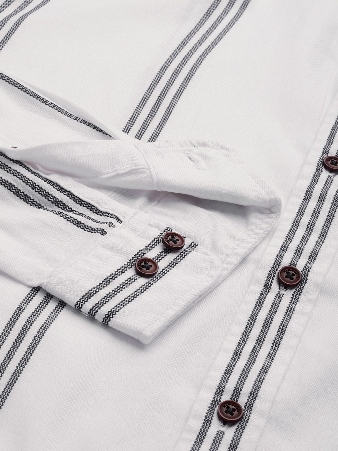 Mr Bowerbird Men White Tailored Fit Striped Casual Shirt