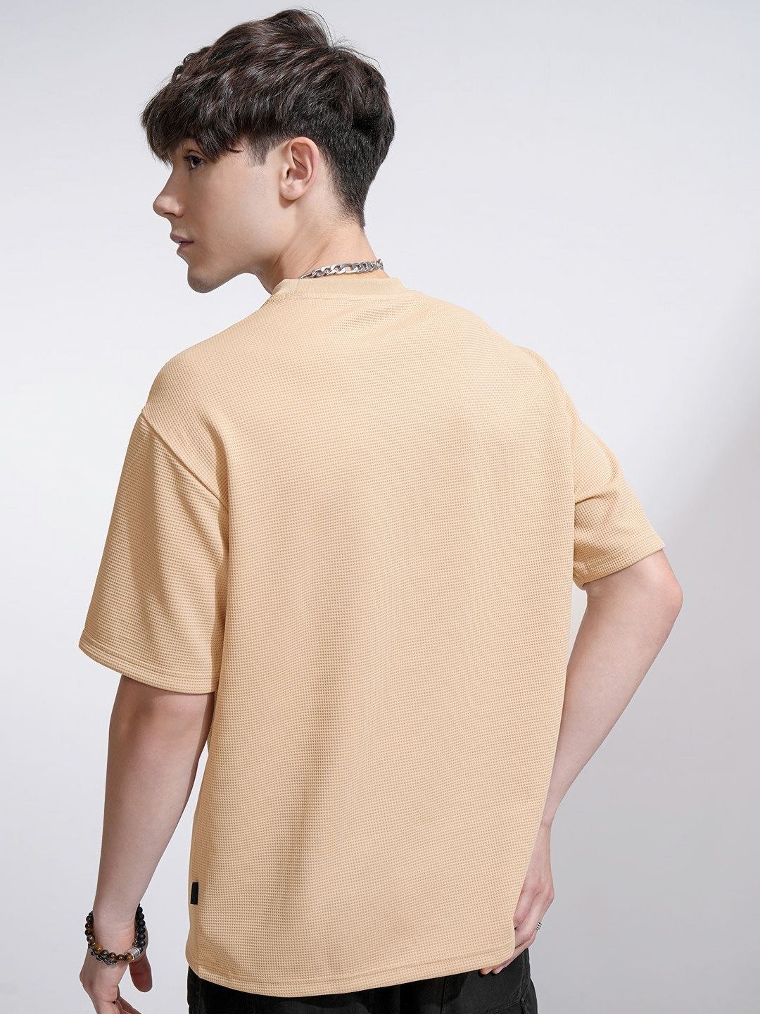 HIGHLANDER Men Self Design Round Neck Relaxed Fit T-shirt