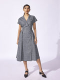 The Label Life Checked Wrap Midi Dress