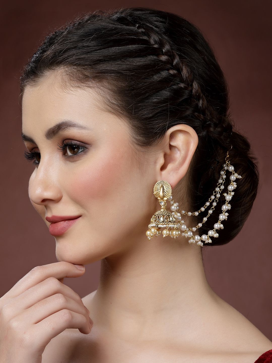 Anting-anting Drop Kontemporari Bersalut Emas Anouk Cubic Zirconia