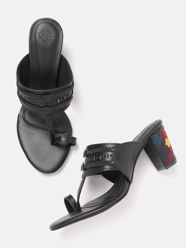 House of Pataudi Woven Design Block Heels