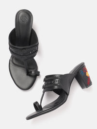House of Pataudi Woven Design Block Heels