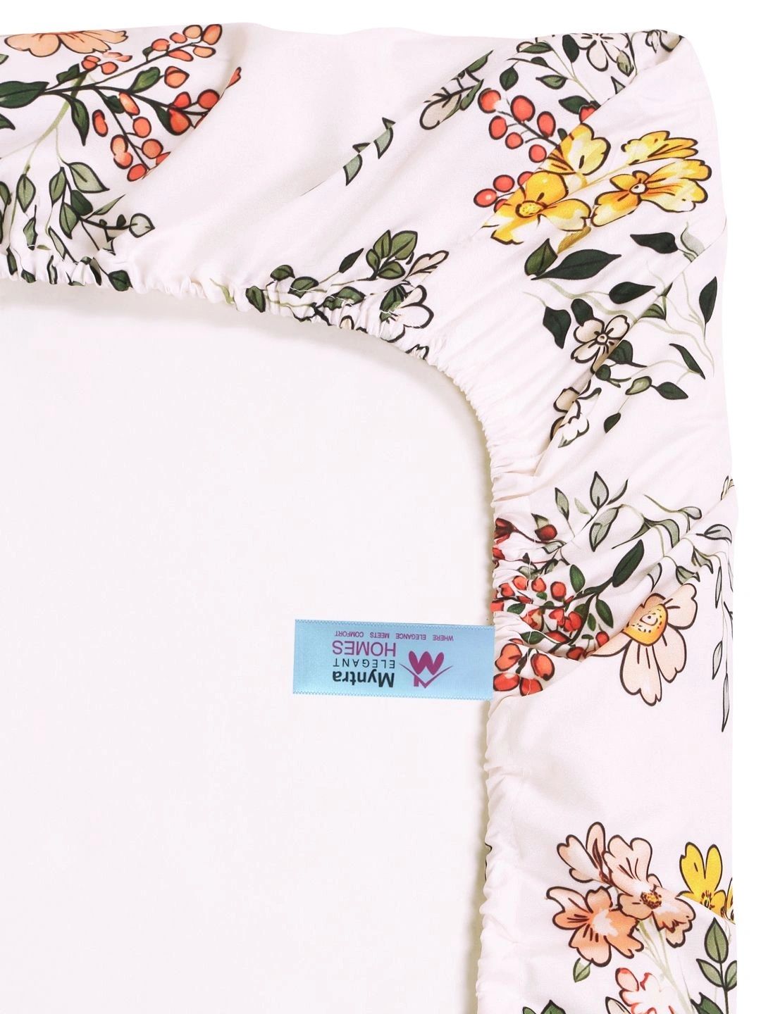 Myntra Elegant Homes White & Red Floral 400 TC King Cadar dengan 2 Sarung Bantal