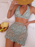 DressBerry Printed Halter Neck Swimwear Coverup Set