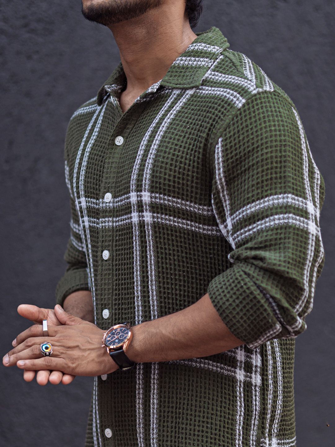Powerlook Men Tartan Checks Opaque Striped Casual Shirt