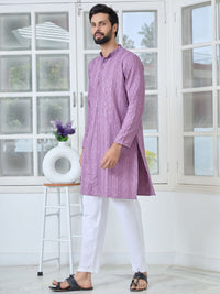 See Designs Floral Embroidered Mandarin Collar Thread Work Straight Kurta