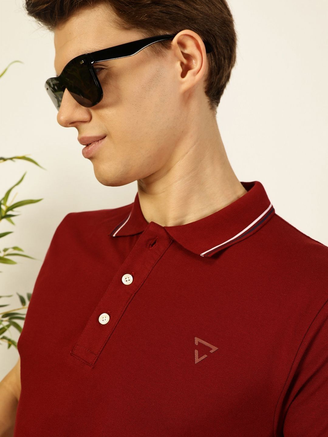 Thomas Scott Men Solid Polo Collar Cotton T-shirt