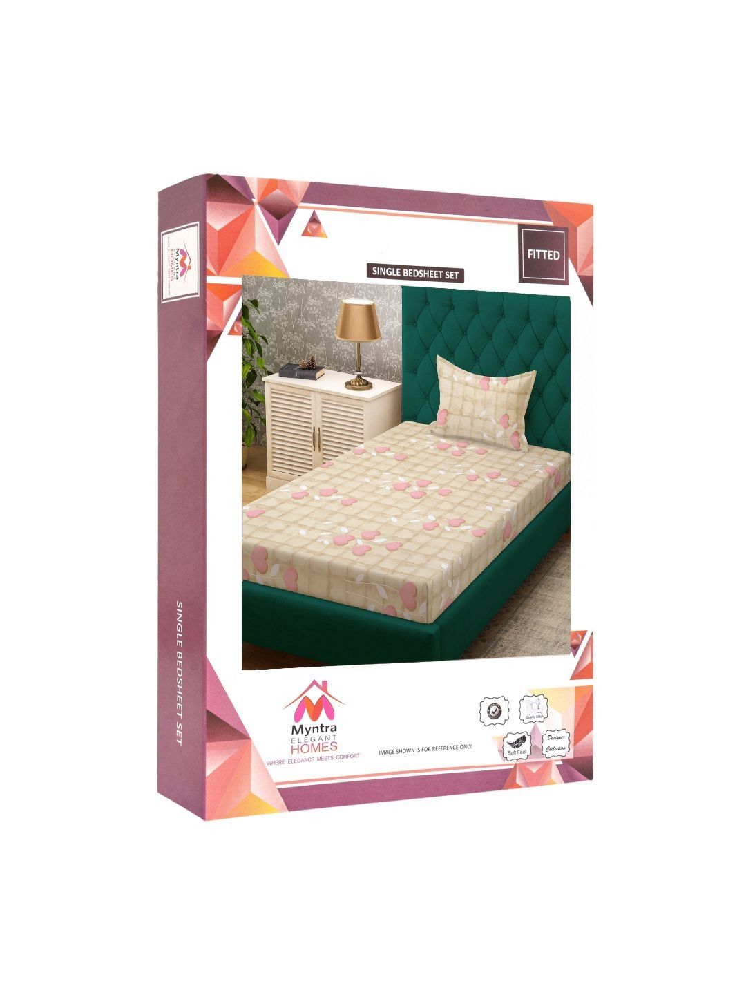 Myntra Elegant Homes Pink 400 TC Pure Cotton Set Cadar Dipasang Single 2.25m x 1.5m