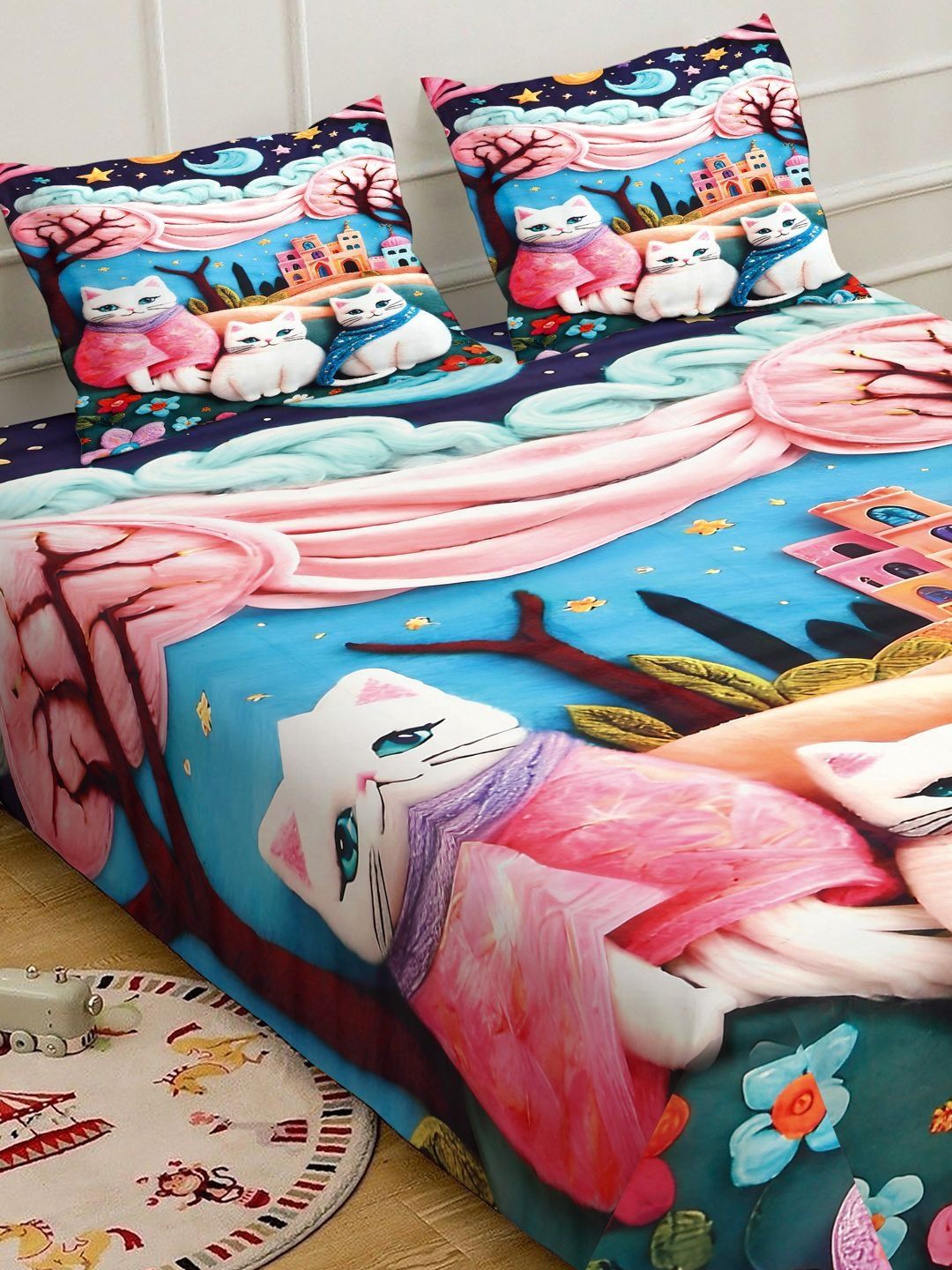 Klotthe Animal Printed Fitted 400 TC King 7D Cadar & 2 Sarung Bantal- 2.50 m x 2.25 m