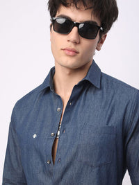 VASTRADO Men Classic Spread Collar Solid Cotton Slim Fit Casual Shirt