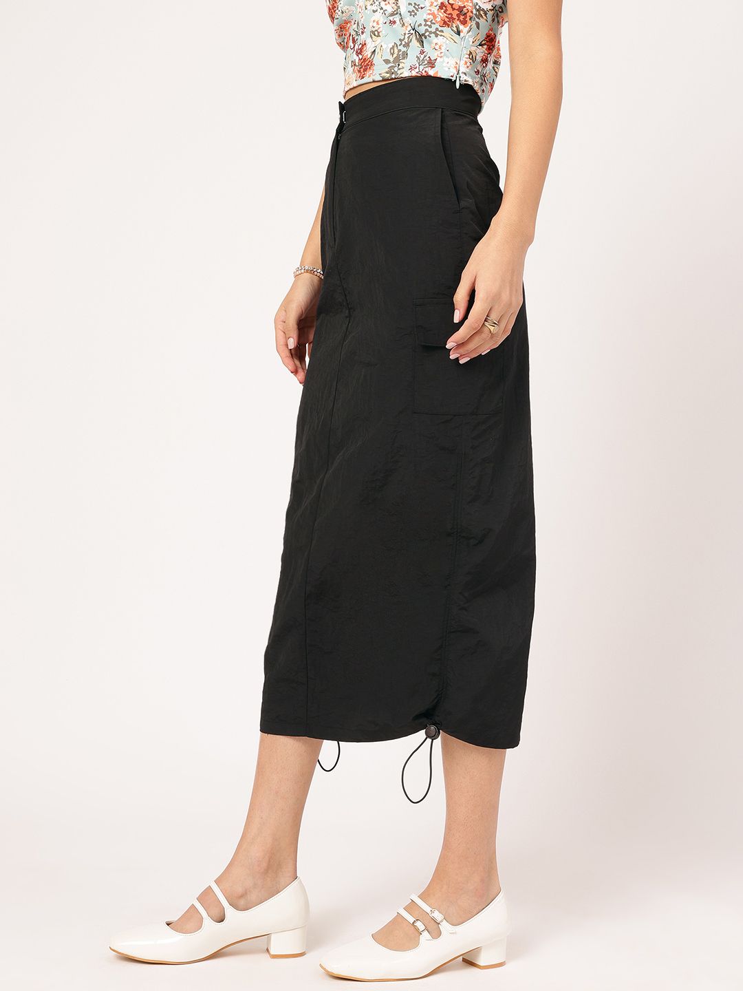DressBerry Pocket Power Straight Midi Parachute Skirt