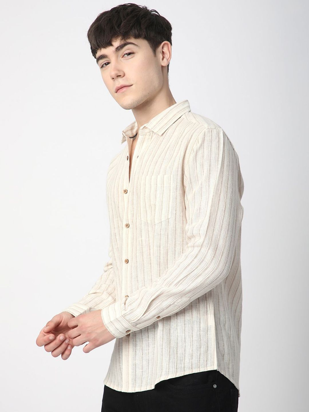 VASTRADO Men Classic Slim Fit Multi Stripes Opaque Striped Casual Shirt