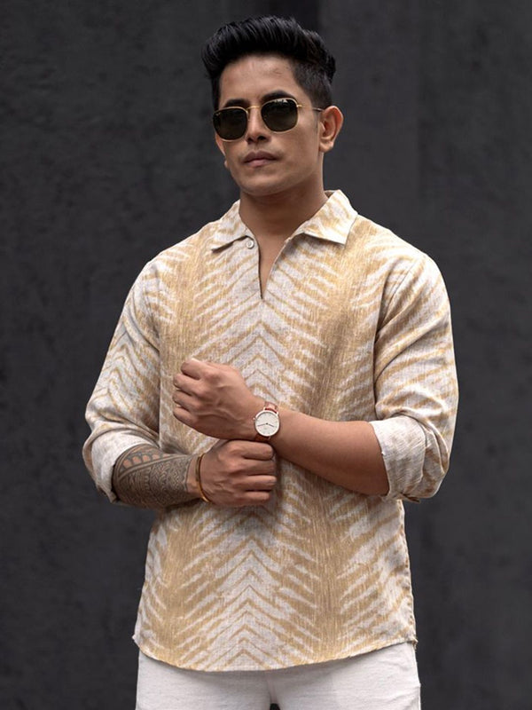 Powerlook Men Opaque Bercetak Baju Kasual