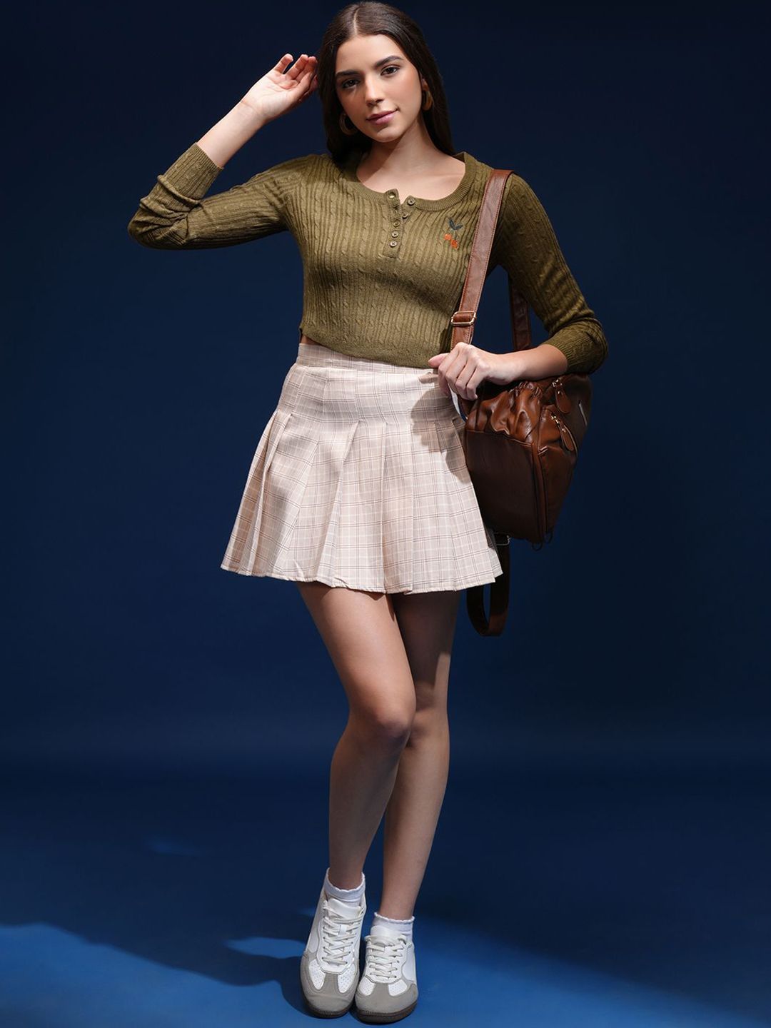 Tokyo Talkies Women Self Design Cable Knit Pullover