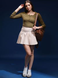 Tokyo Talkies Women Self Design Cable Knit Pullover